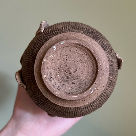 Ceramic Herb Jar, Handmade Lidded Pottery Jar, Rustic Sgraffito Leaves - Picture 7 of 14